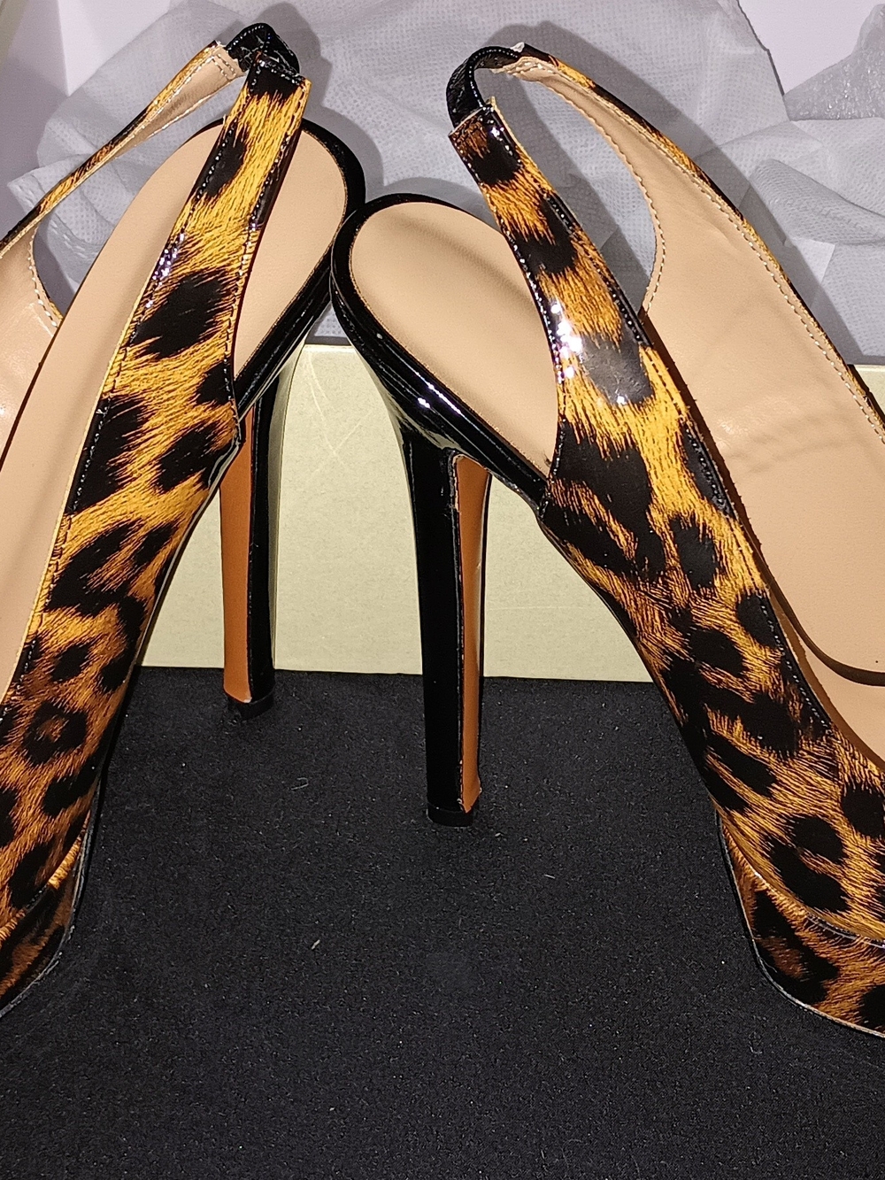 Onlymaker, RARE! Leopard Print Slingback Stiletto Heels - Women's Fashion Pumps
